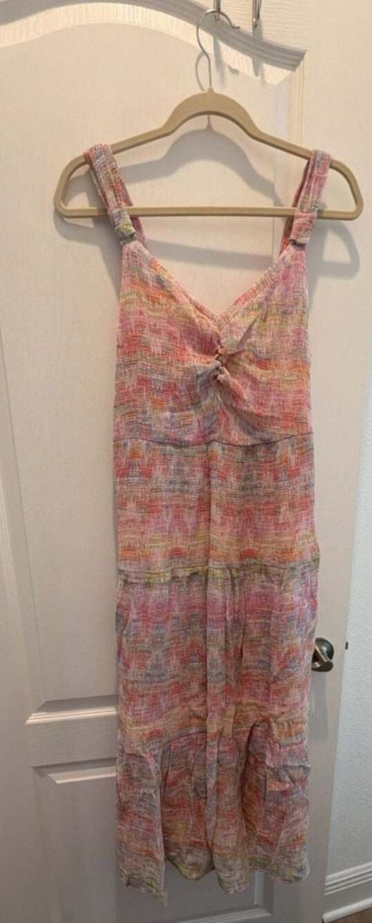 Ecru Multi-Color Textured Tiered Dress